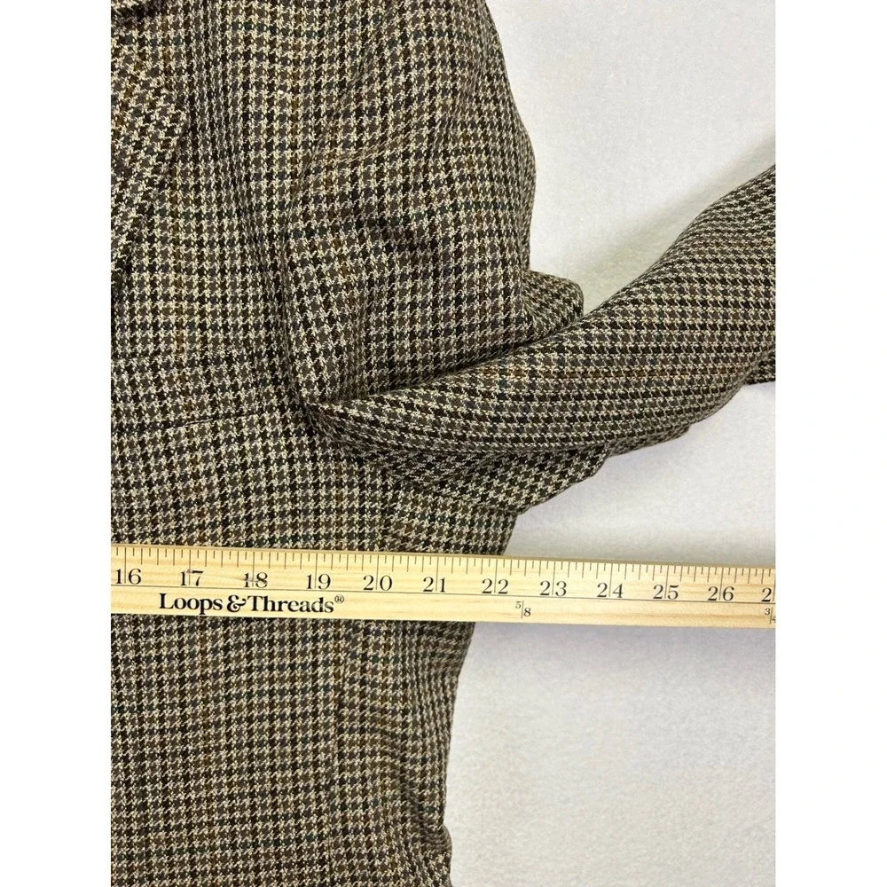 Dark Academia Haggar Mens 42 Brown Houndstooth 2 Button Sport Coat Blazer‎ USA